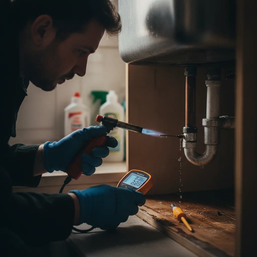 Illustrative leaking repair service installation
