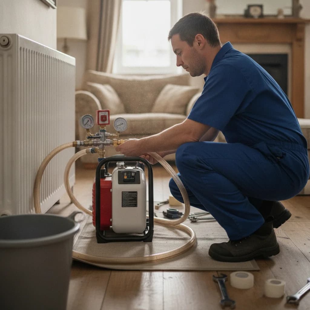 Illustrative power flushing service installation