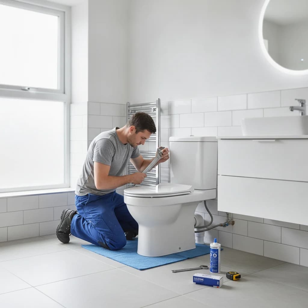 Illustrative replacement toilet service installation