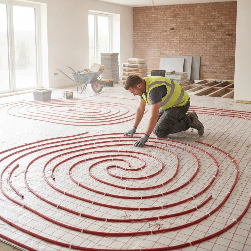 Illustrative underfloor heating service installation
